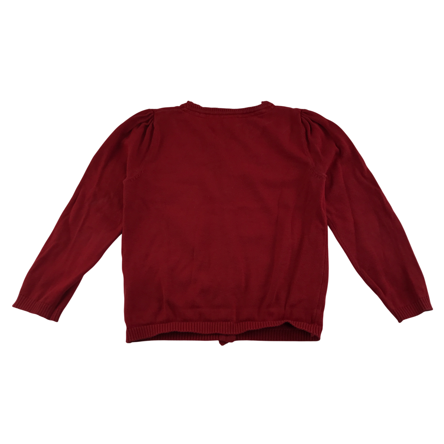 Red girls scallop neck school cardigan