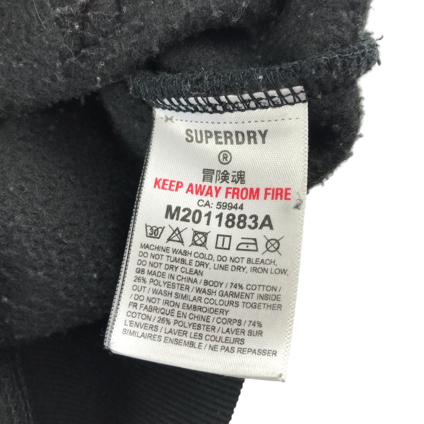 Superdry hoodie men's size M black full zipper