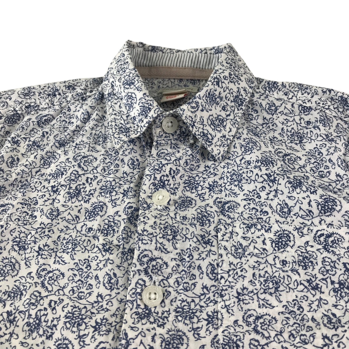 Monsoon shirt 4-6 years white and blue floral print pattern