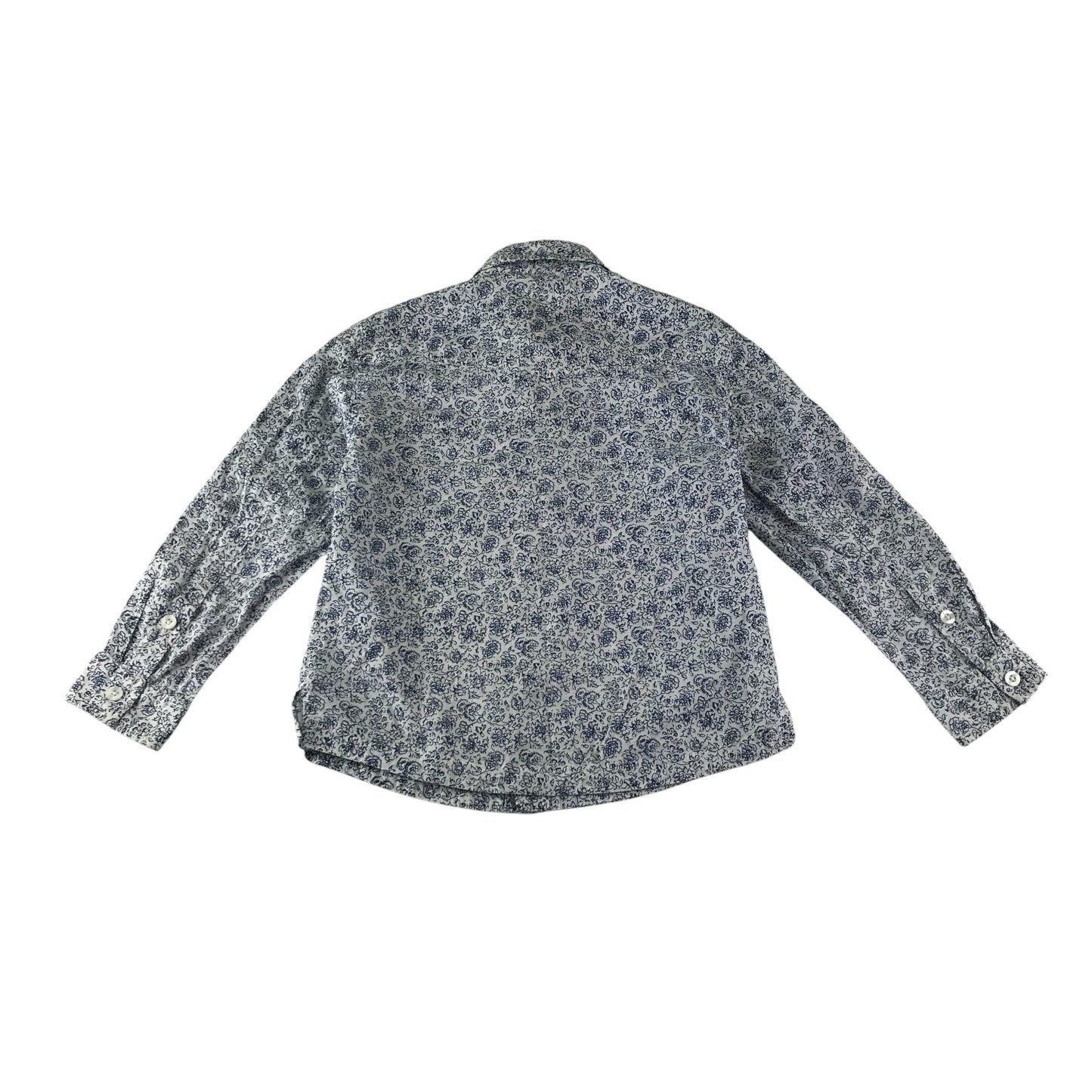 Monsoon shirt 4-6 years white and blue floral print pattern