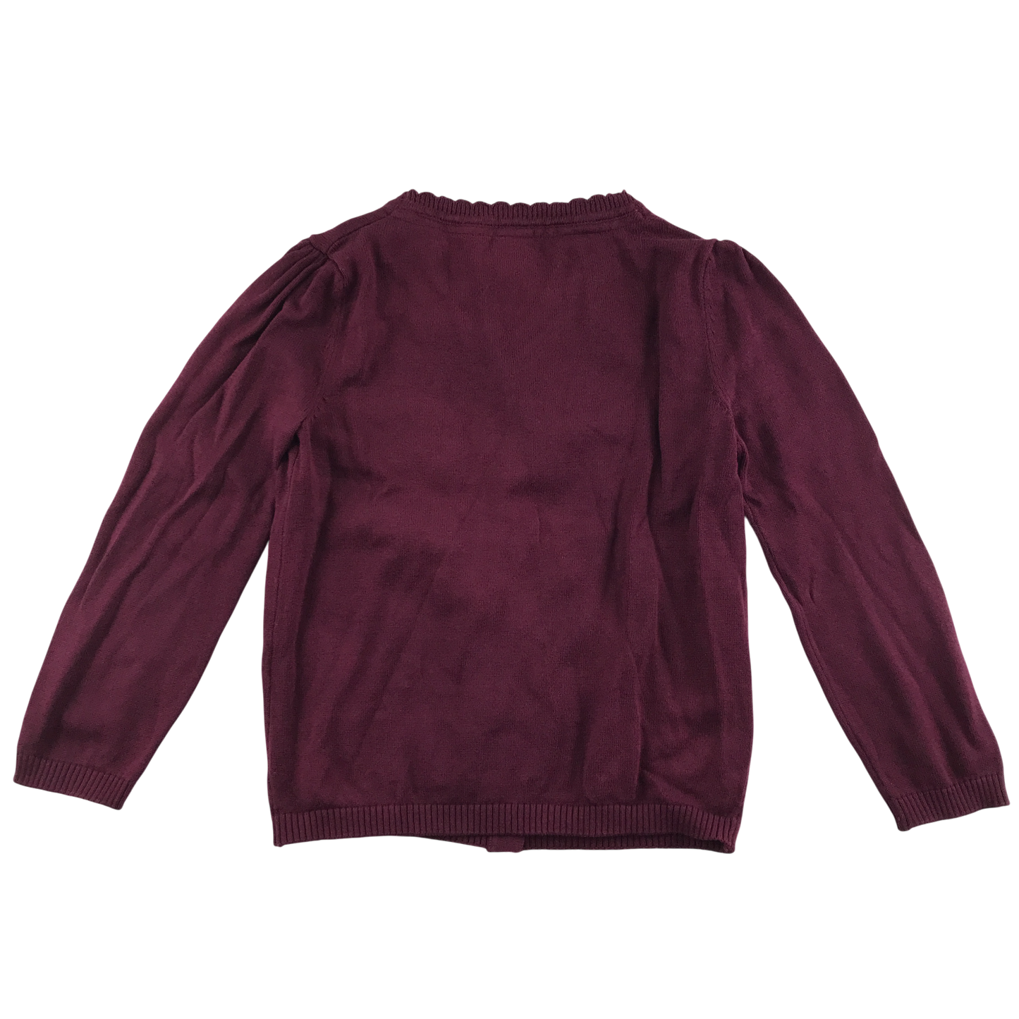Burgundy girls scallop neck school cardigan