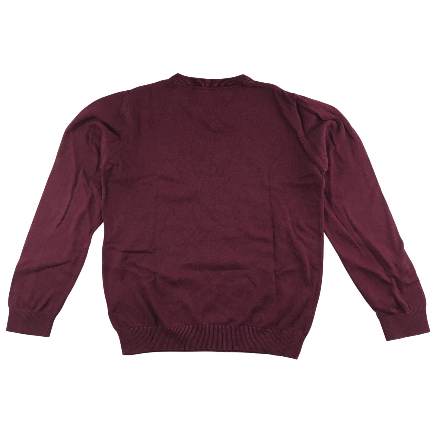 Burgundy unisex v-neck school jumper