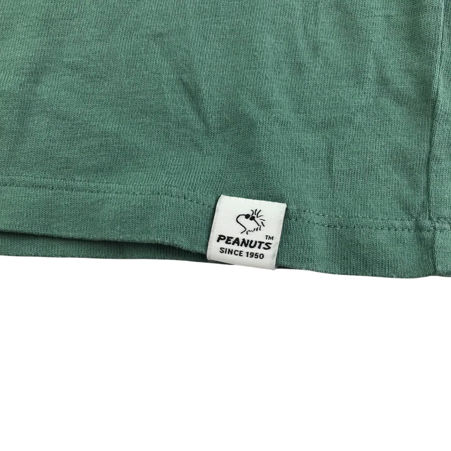 Uniqlo t-shirt 9-10 years green Peanuts print text cotton