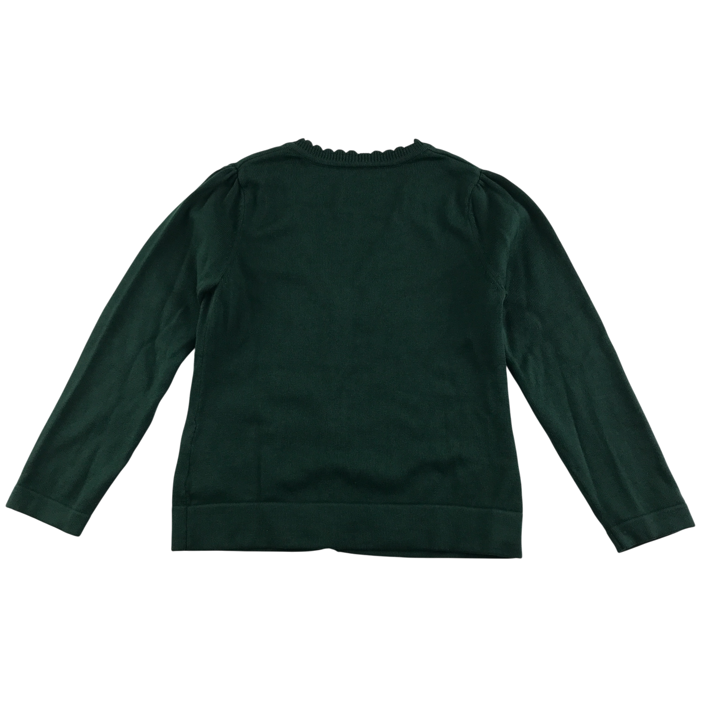 Green girls scallop neck school cardigan