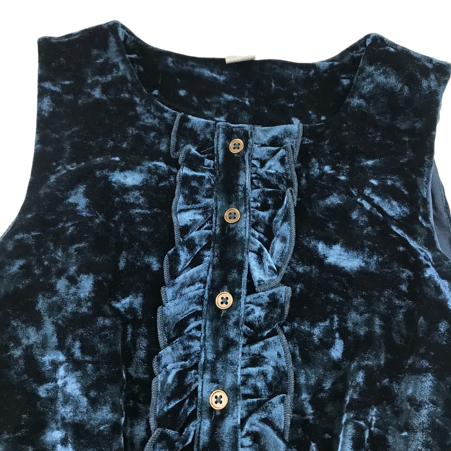 Tu playsuit 9-10 years navy blue velvety with frill detail