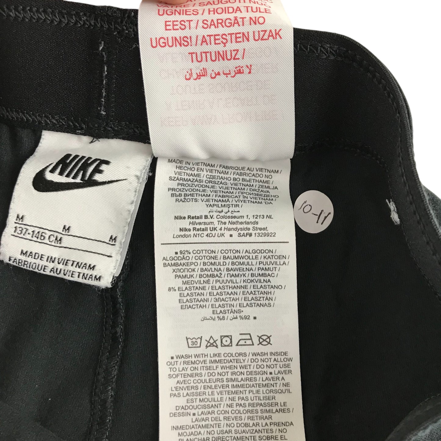 Nike sport leggings 9-11 years black ankle logo detail