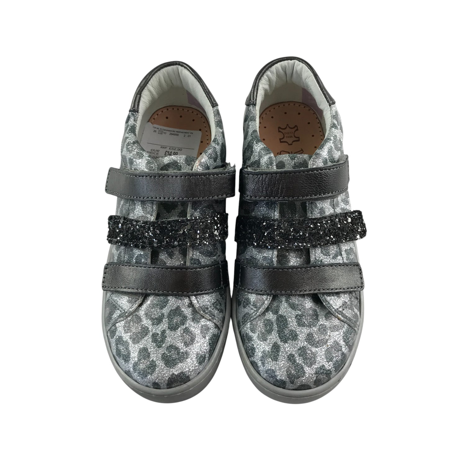 Primigi trainers shoe size 13 junior grey animal print with hoop and loop straps