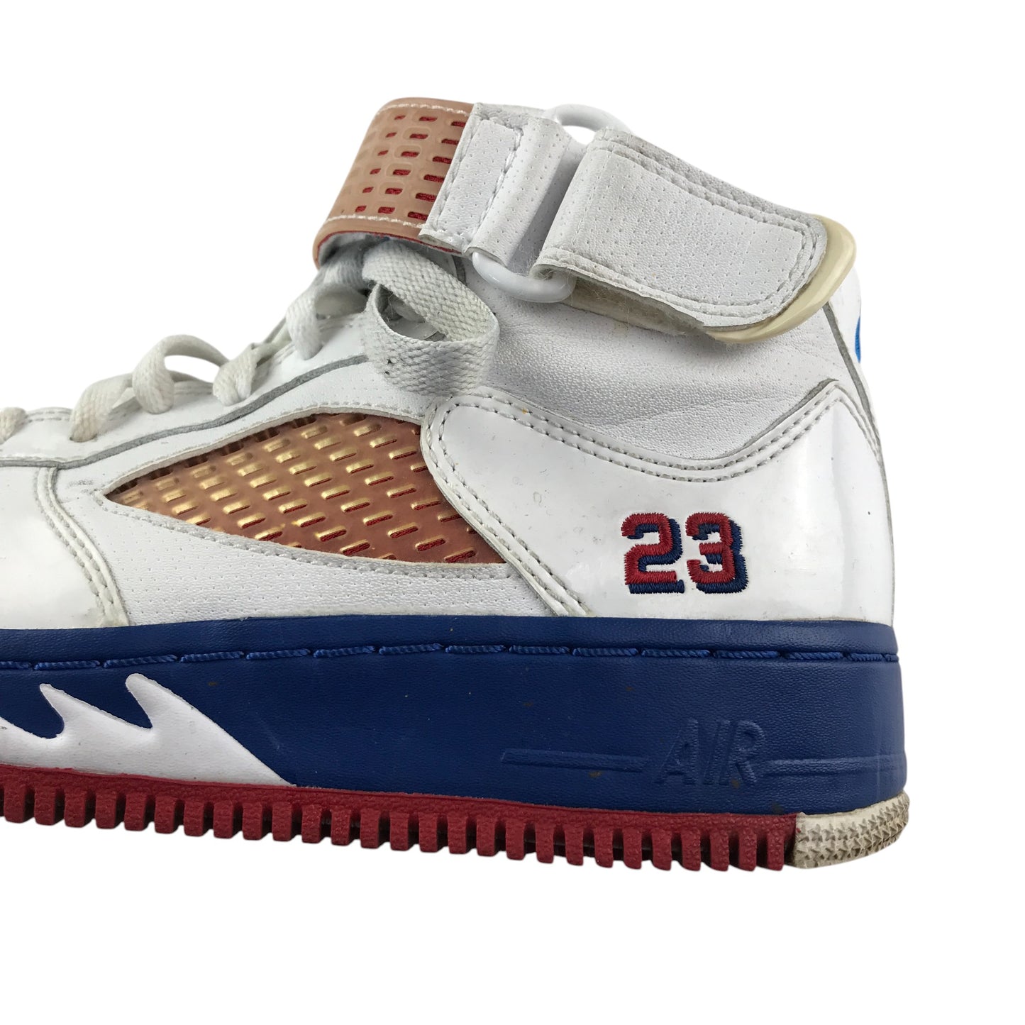 Jordan AF-1 trainers shoe size 4.5 white laces and hoop and loop strap