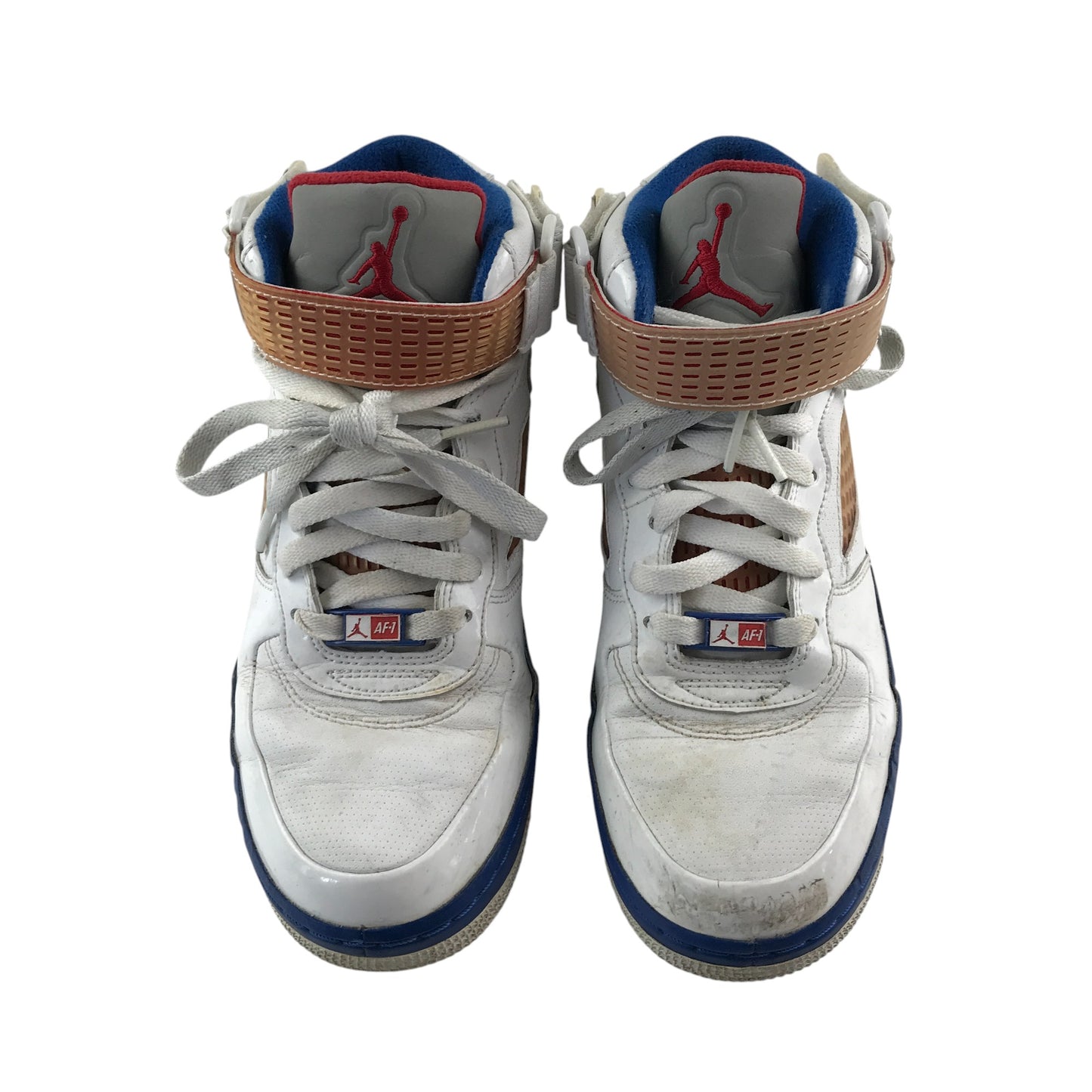 Jordan AF-1 trainers shoe size 4.5 white laces and hoop and loop strap