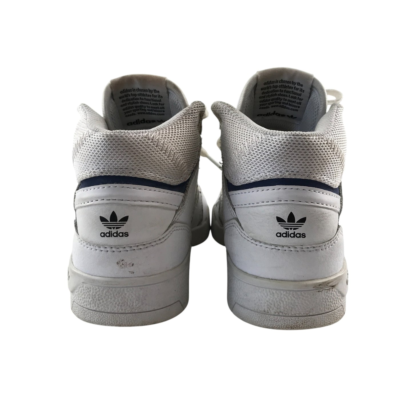 Adidas trainers shoe size 12 junior white high tops with laces and logos