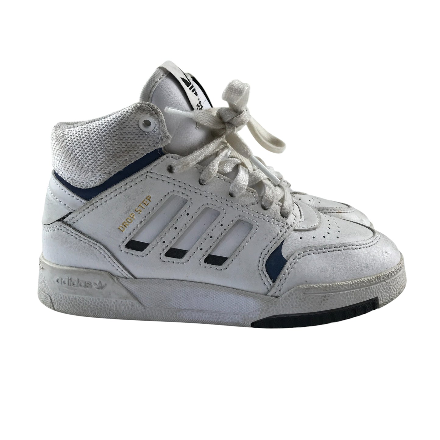 Adidas trainers shoe size 12 junior white high tops with laces and logos