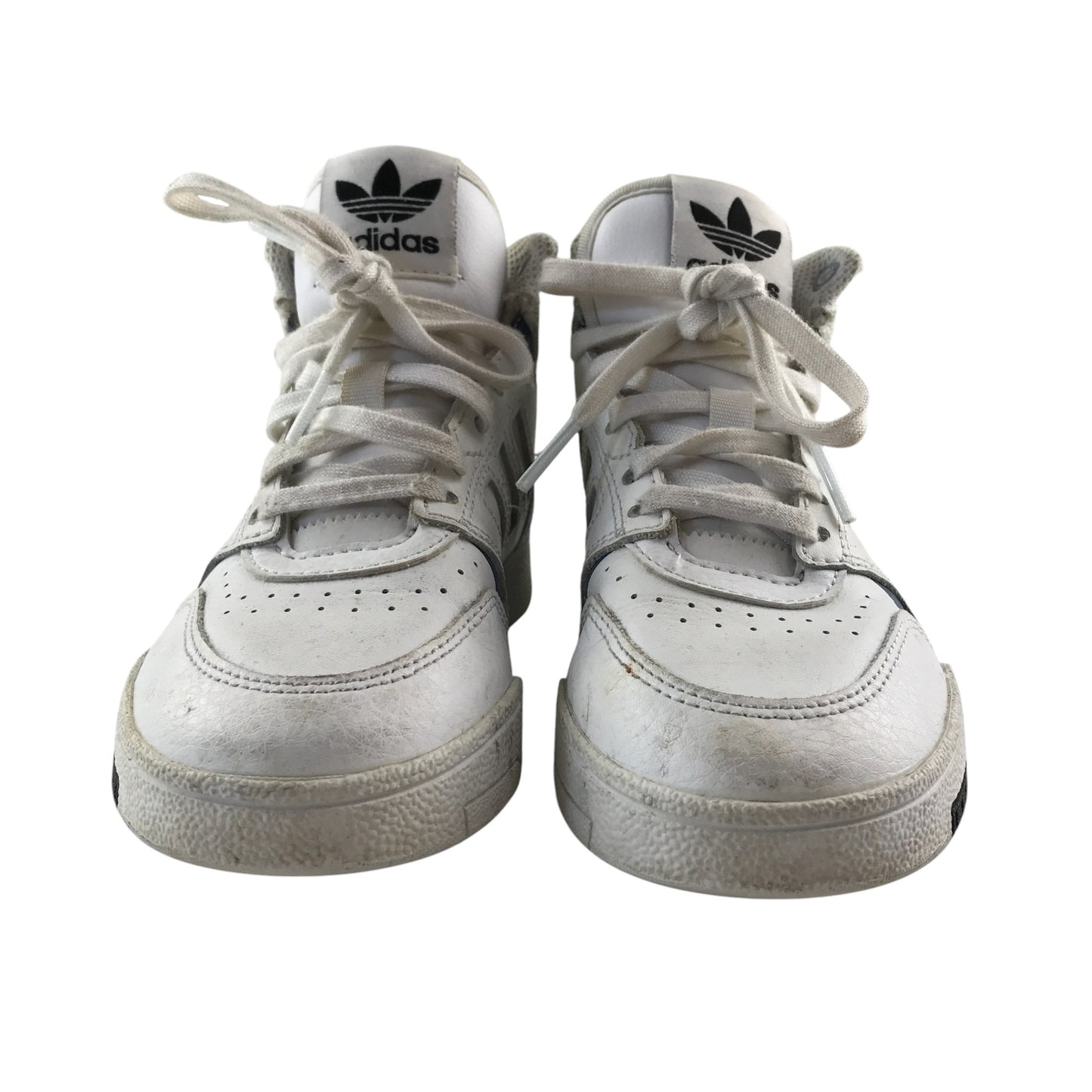 Adidas trainers shoe size 12 junior white high tops with laces and logos
