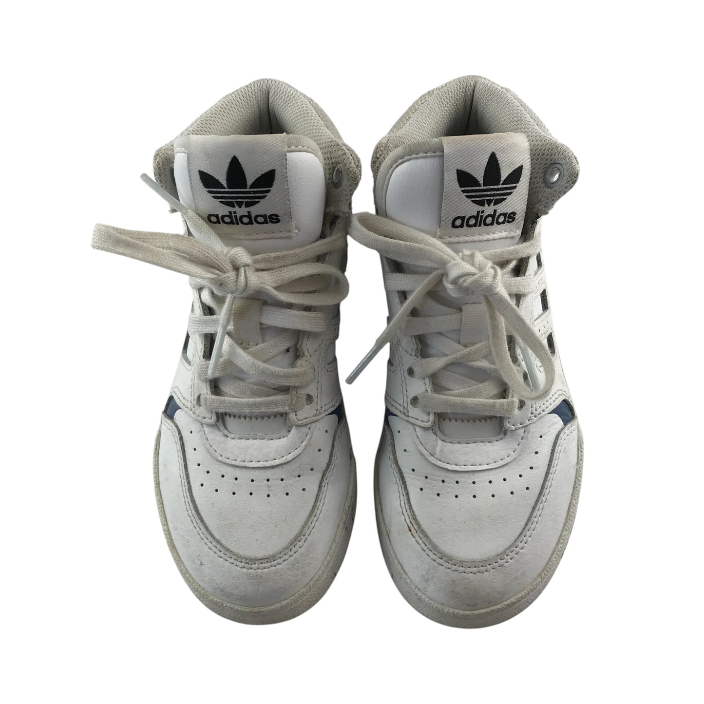 Adidas trainers shoe size 12 junior white high tops with laces and logos