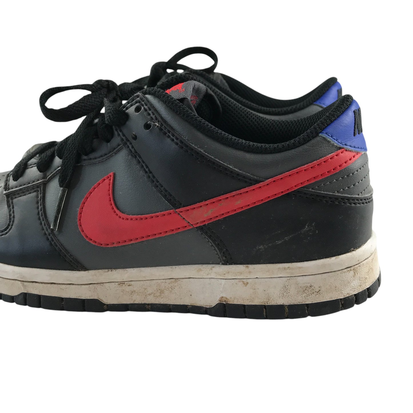 Nike trainers shoe size 4.5 grey and black with red swoosh logo and white outer soles