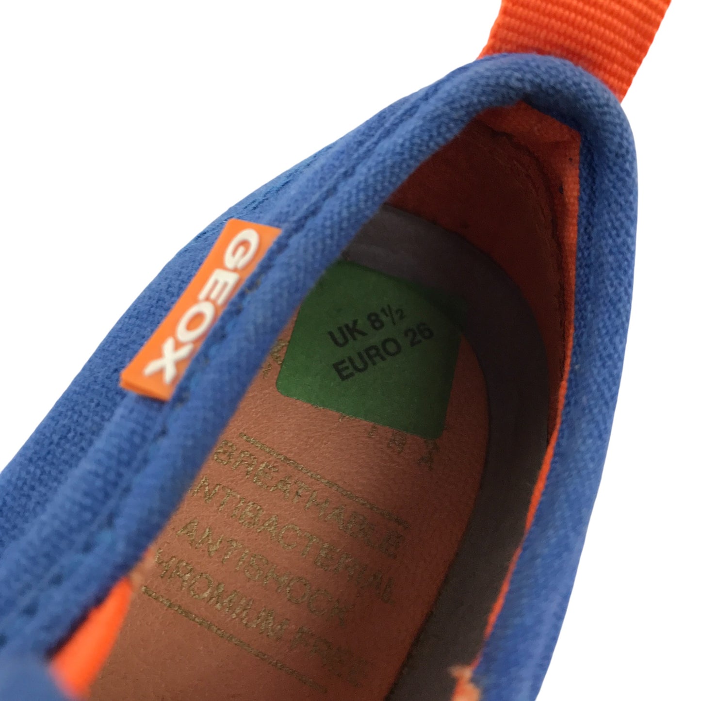 Geox trainers shoe size 8.5 blue canvas shoes with graphic design print