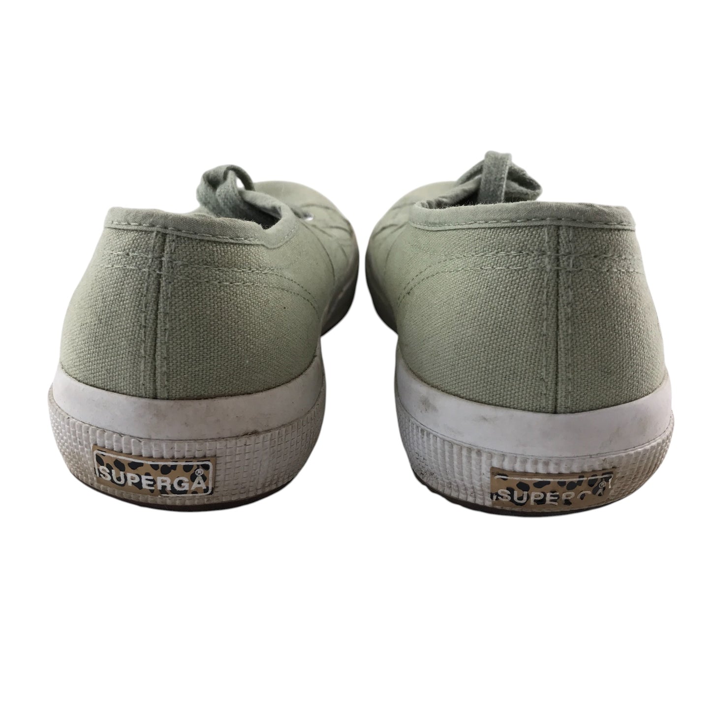 Superga trainers shoe size 5 green canvas shoe white outer sole
