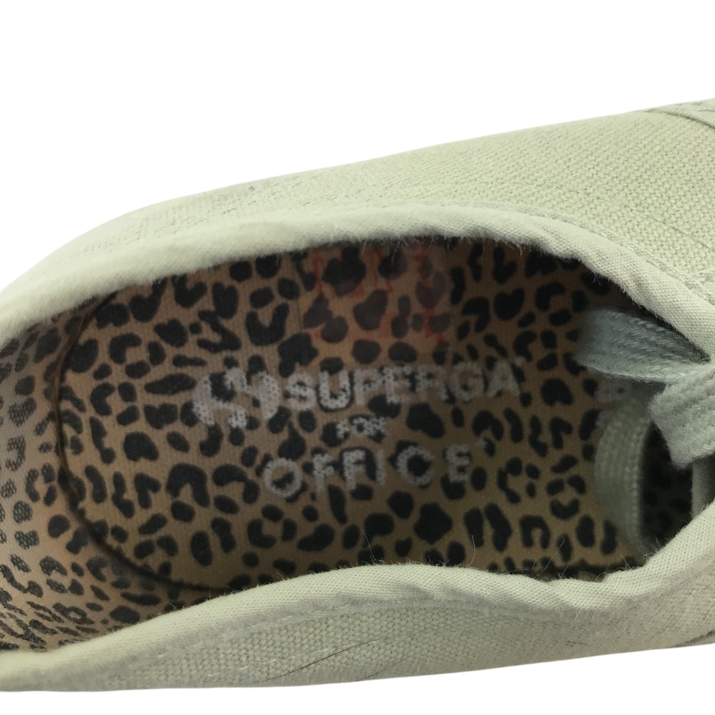 Superga trainers shoe size 5 green canvas shoe white outer sole