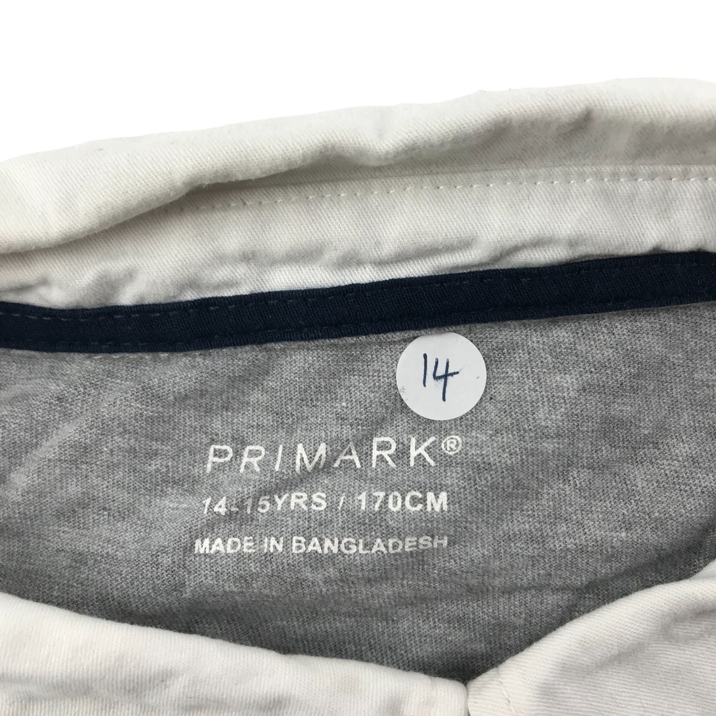 Primark Polo Shirt Age 14 Grey Long Sleeve Future Text Graphic