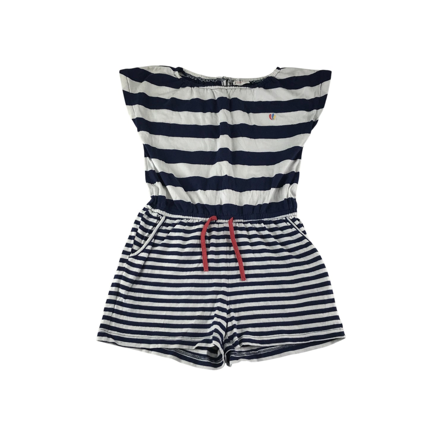 Fatface playsuit 9-10 years navy and white stripy cotton