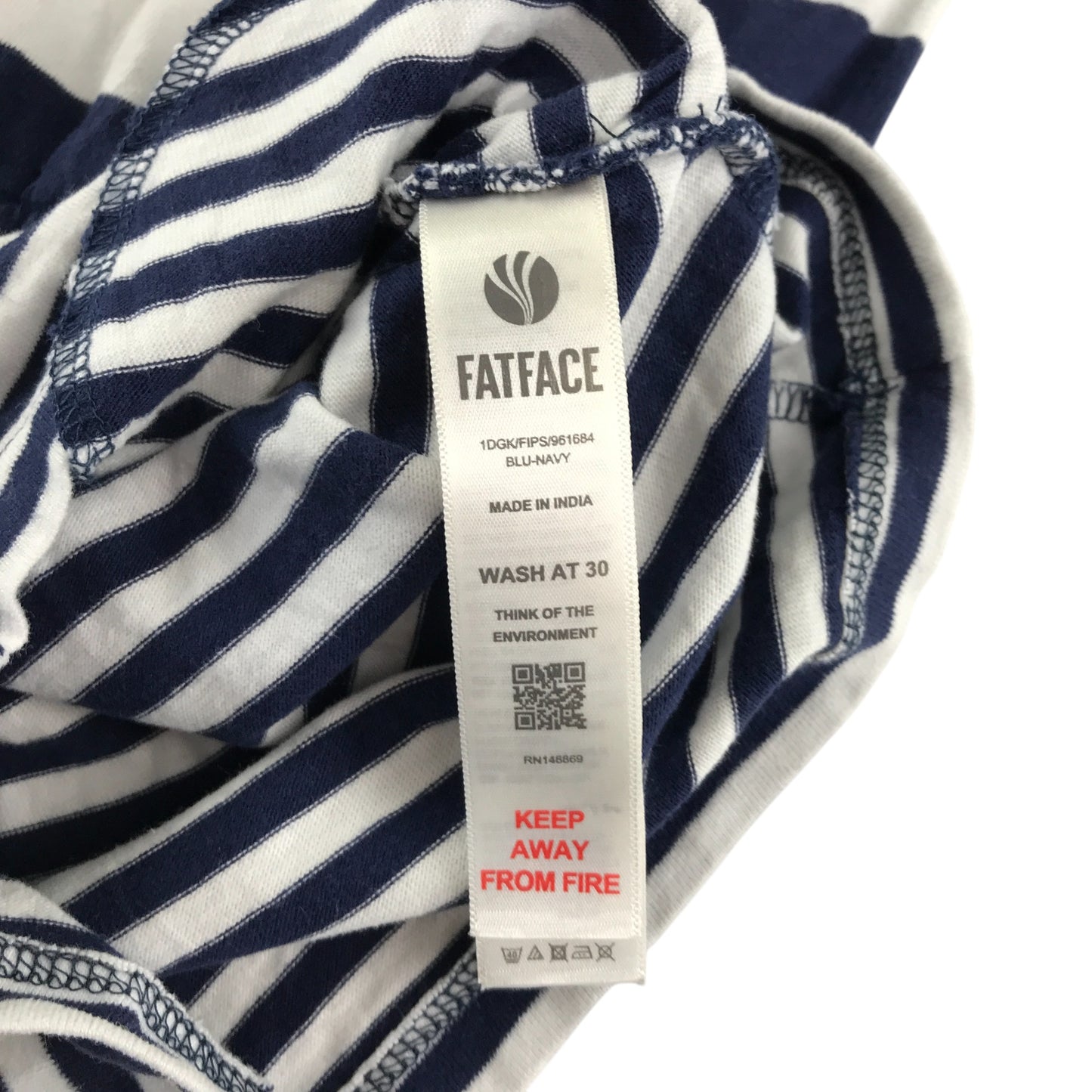 Fatface playsuit 9-10 years navy and white stripy cotton