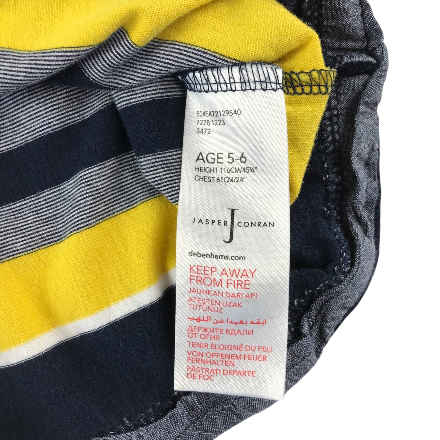 Jasper Conran polo shirt 5-6 years grey black with yellow detailing and logo cotton