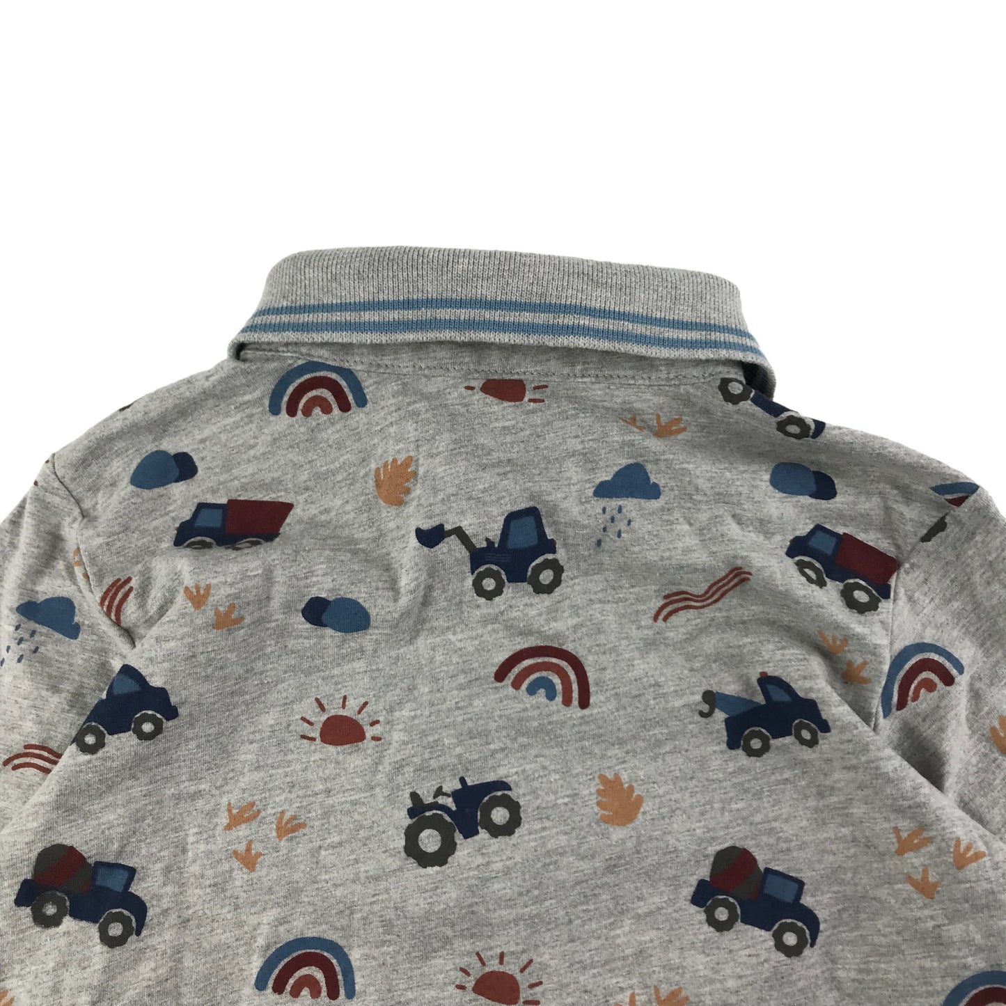 George Polo Shirt Age 5 Grey Long Sleeve Vehicle Print Graphic