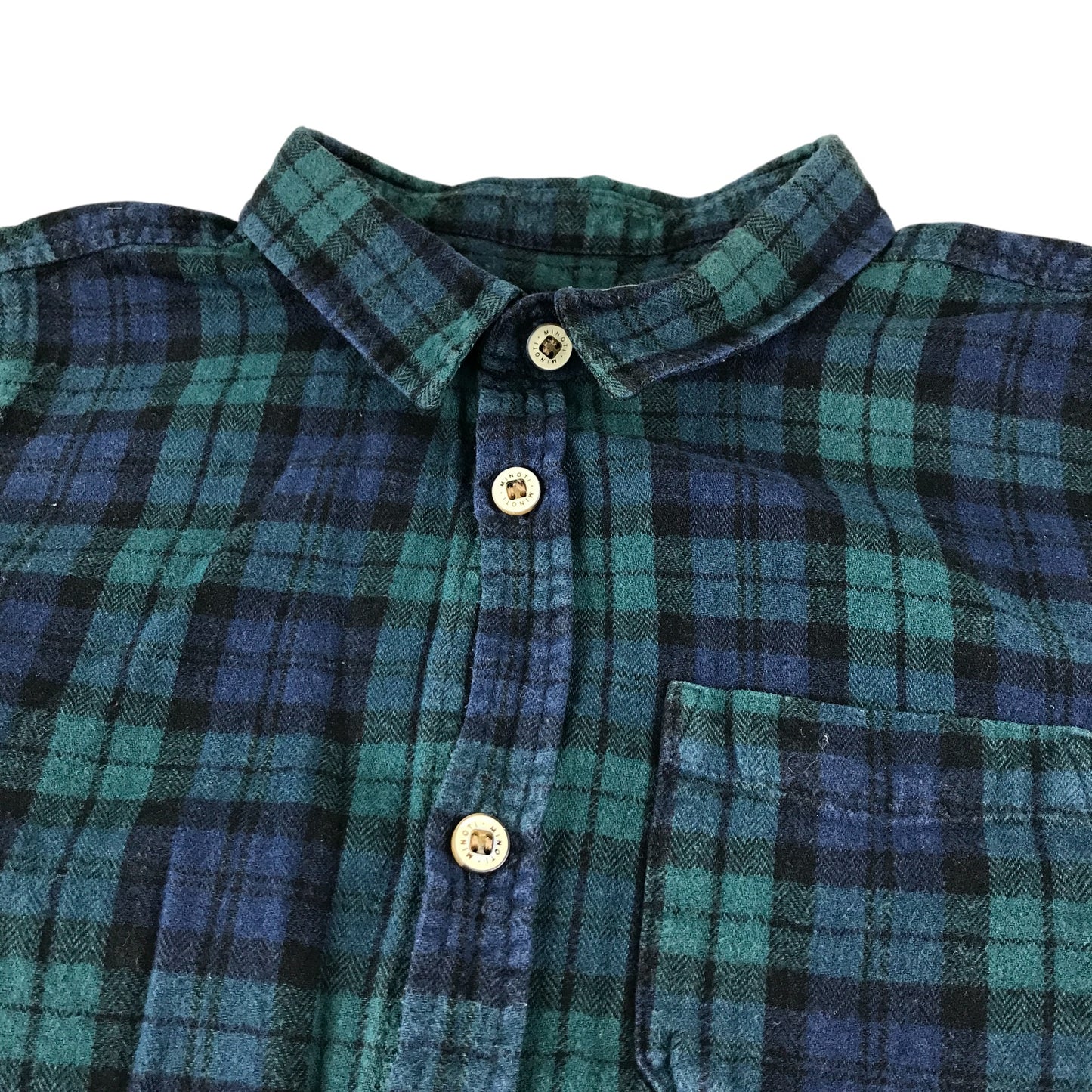 Minoti shirt 9-10 years navy and green plaid button up