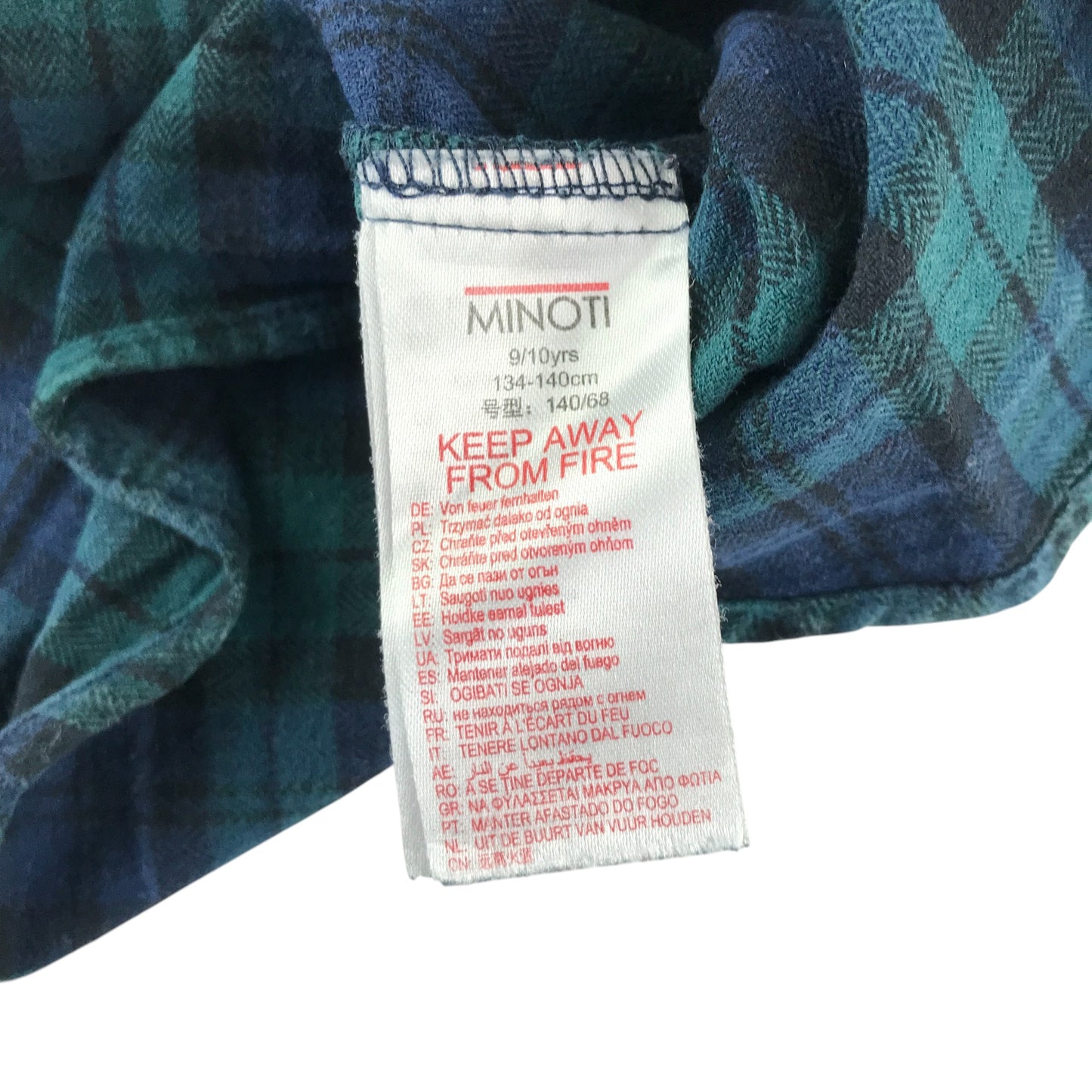 Minoti shirt 9-10 years navy and green plaid button up