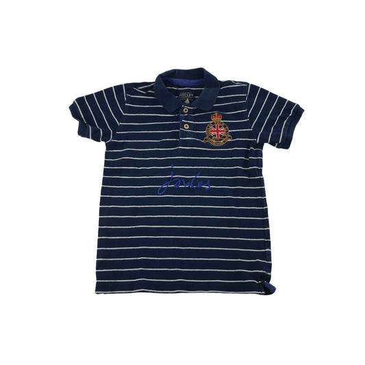 Joules Polo Age 7 Shirt Navy Short Sleeve white stripes