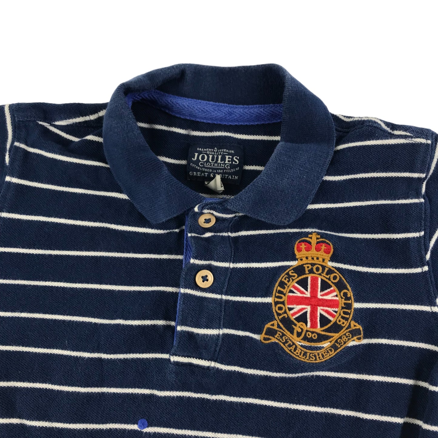 Joules Polo Age 7 Shirt Navy Short Sleeve white stripes