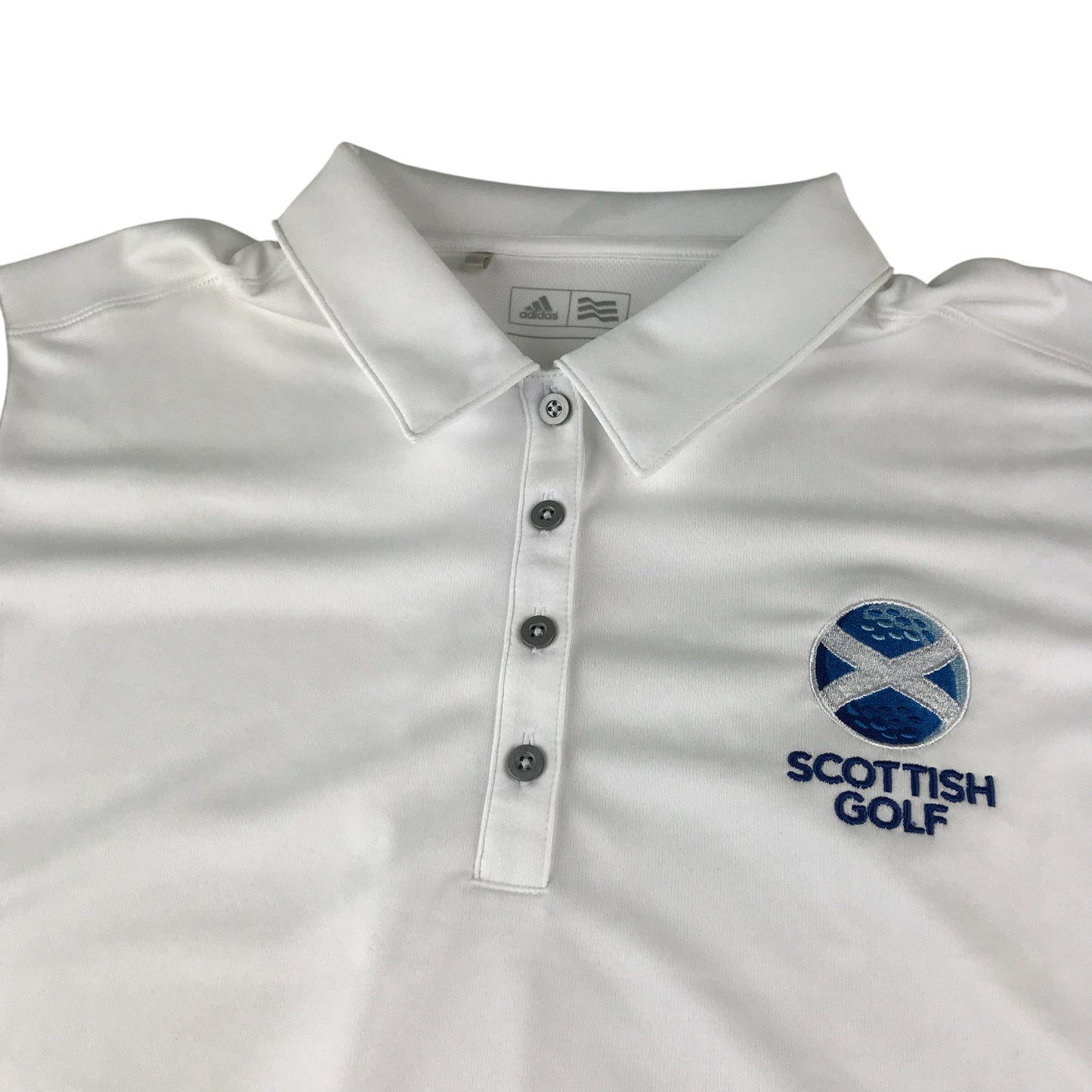 Adidas sport top Large white Scottish golf polo