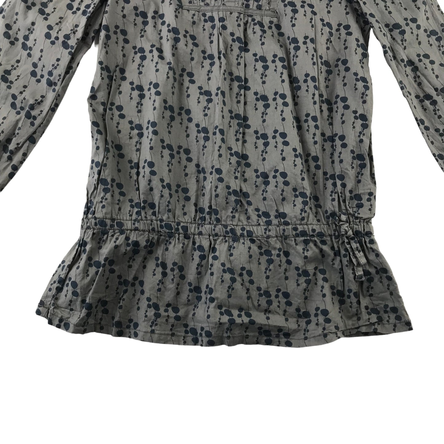 Vertbaudet blouse 8 years grey and navy graphic print design long sleeve Cotton