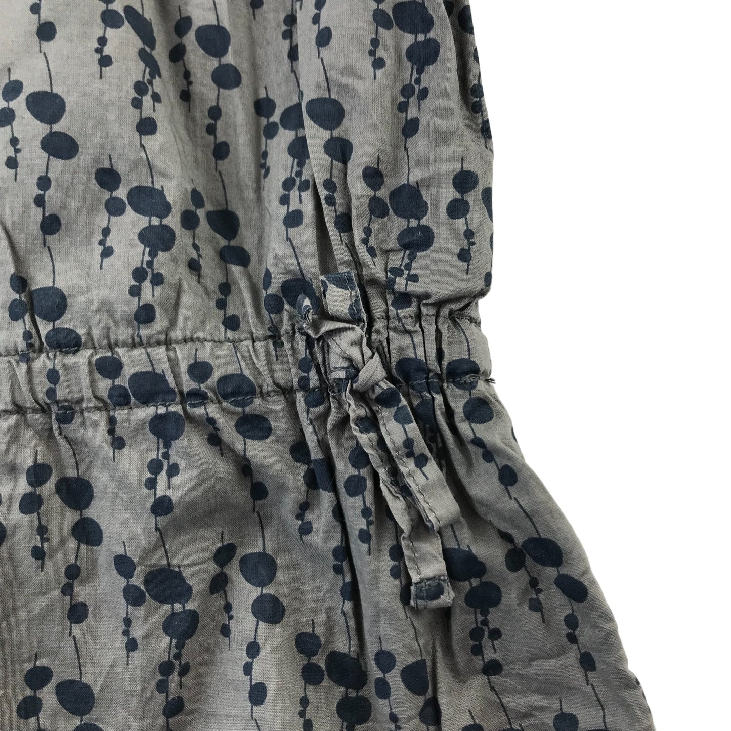 Vertbaudet blouse 8 years grey and navy graphic print design long sleeve Cotton
