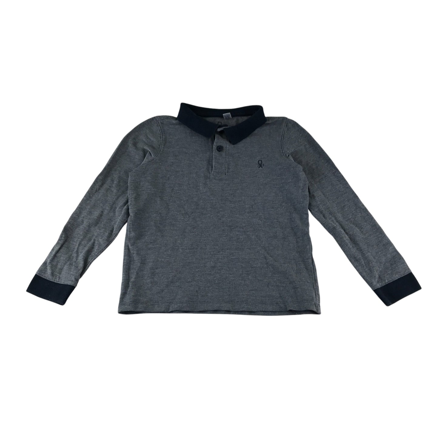 Okaidi polo shirt 9-10 years grey with navy collar and cuffs