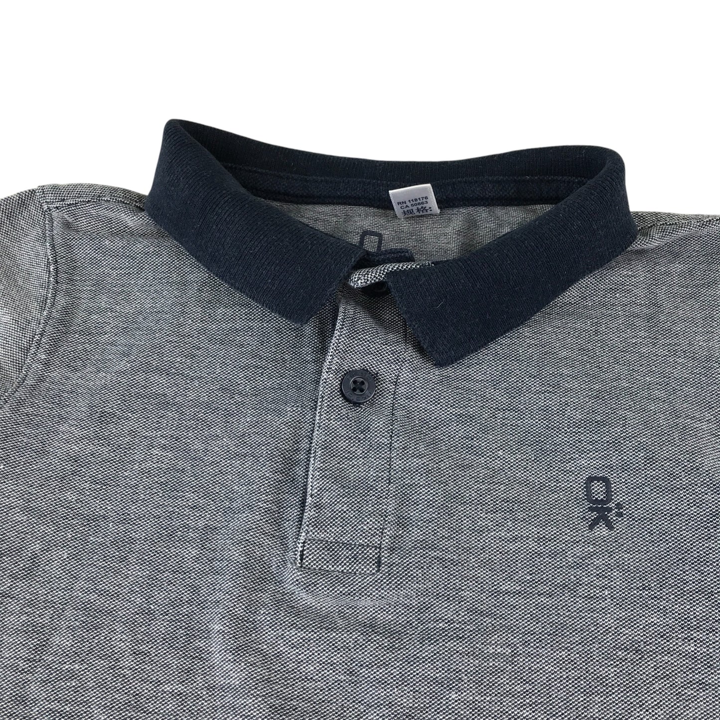 Okaidi polo shirt 9-10 years grey with navy collar and cuffs
