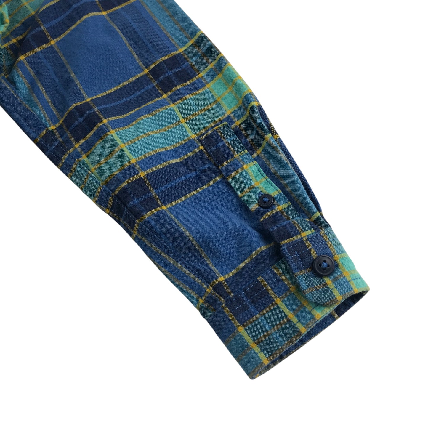 M&S 7-8 years blue checked long sleeve cotton shirt