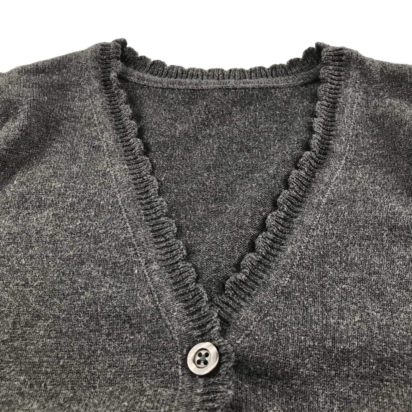 Dark grey girls scallop neck school cardigan