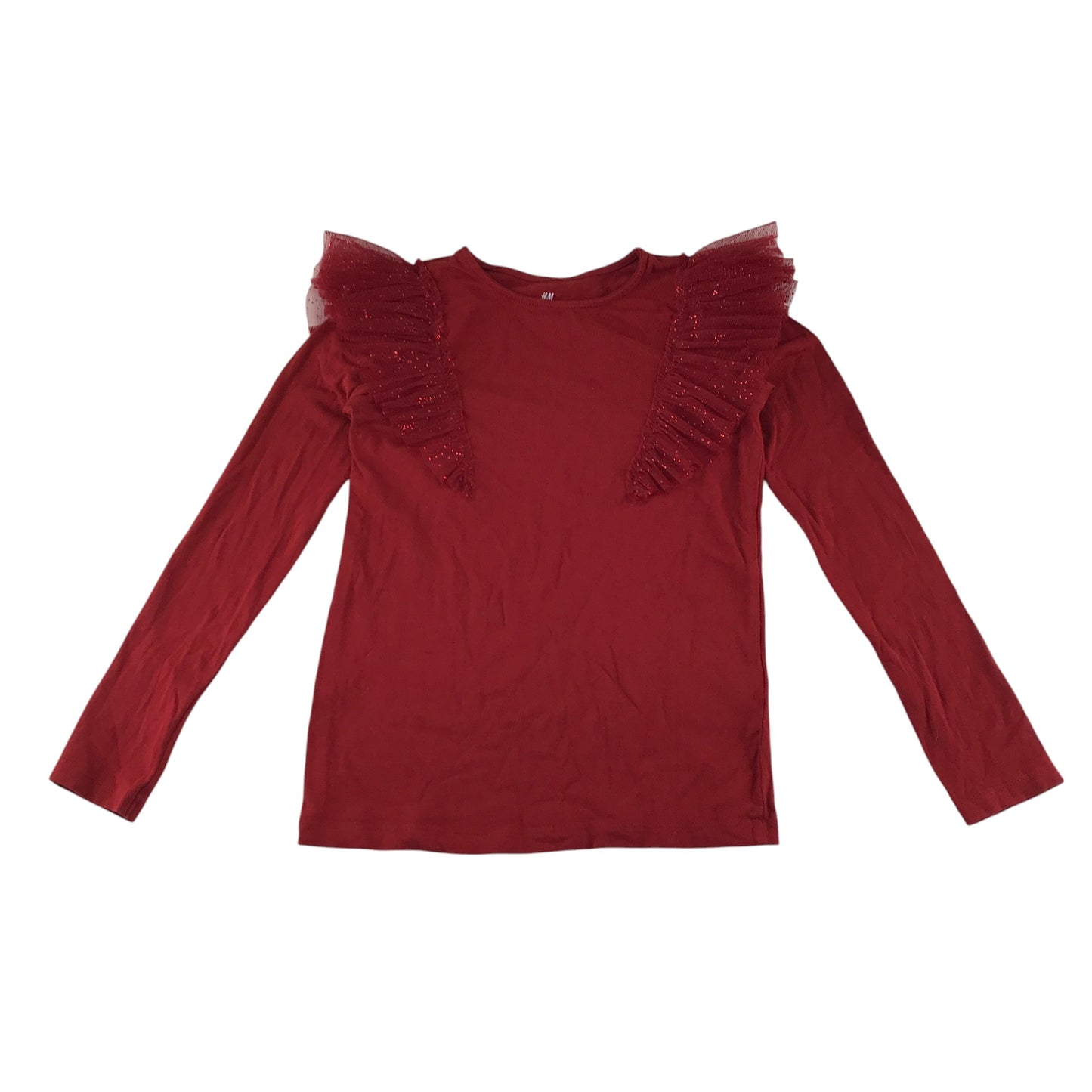H&M t-shirt 9-10 years red with mesh shoulder detail