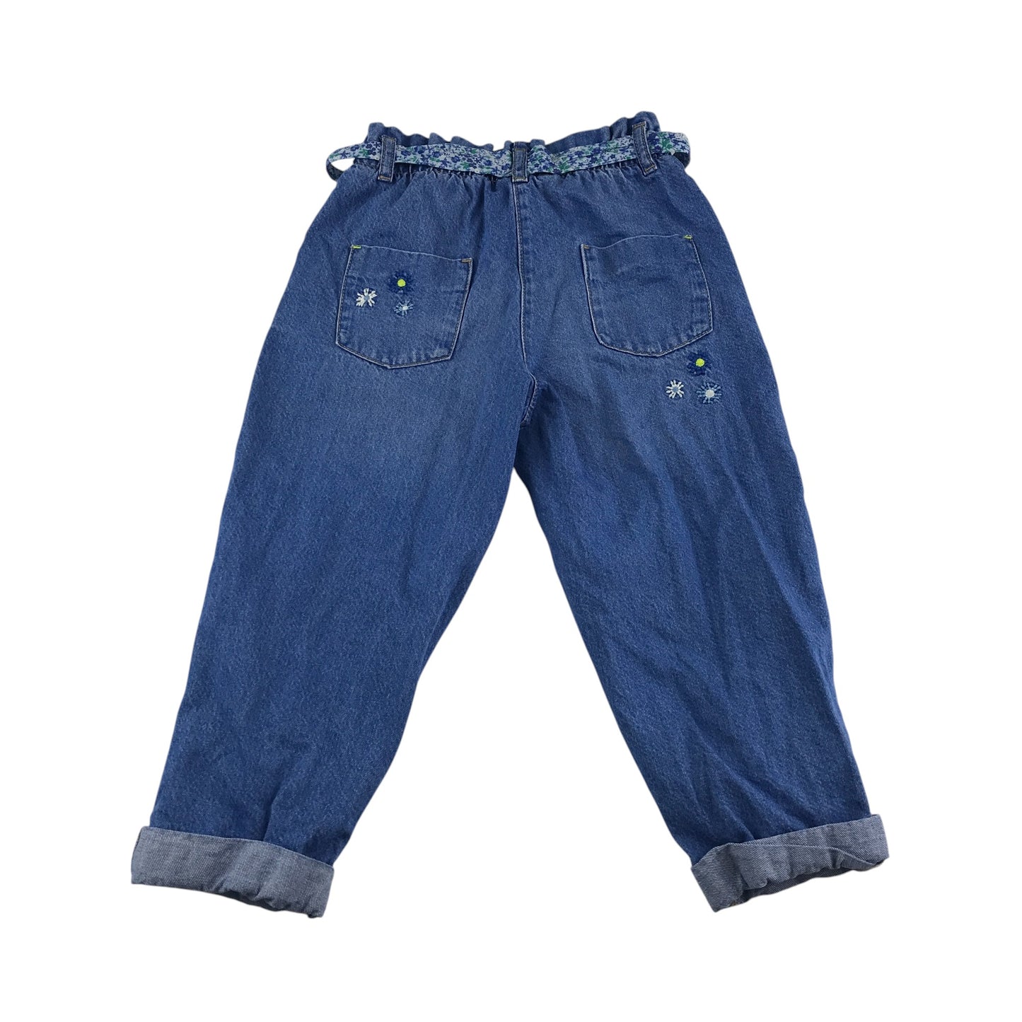 Next jeans 5-6 years blue with embroidery details and floral belt cotton