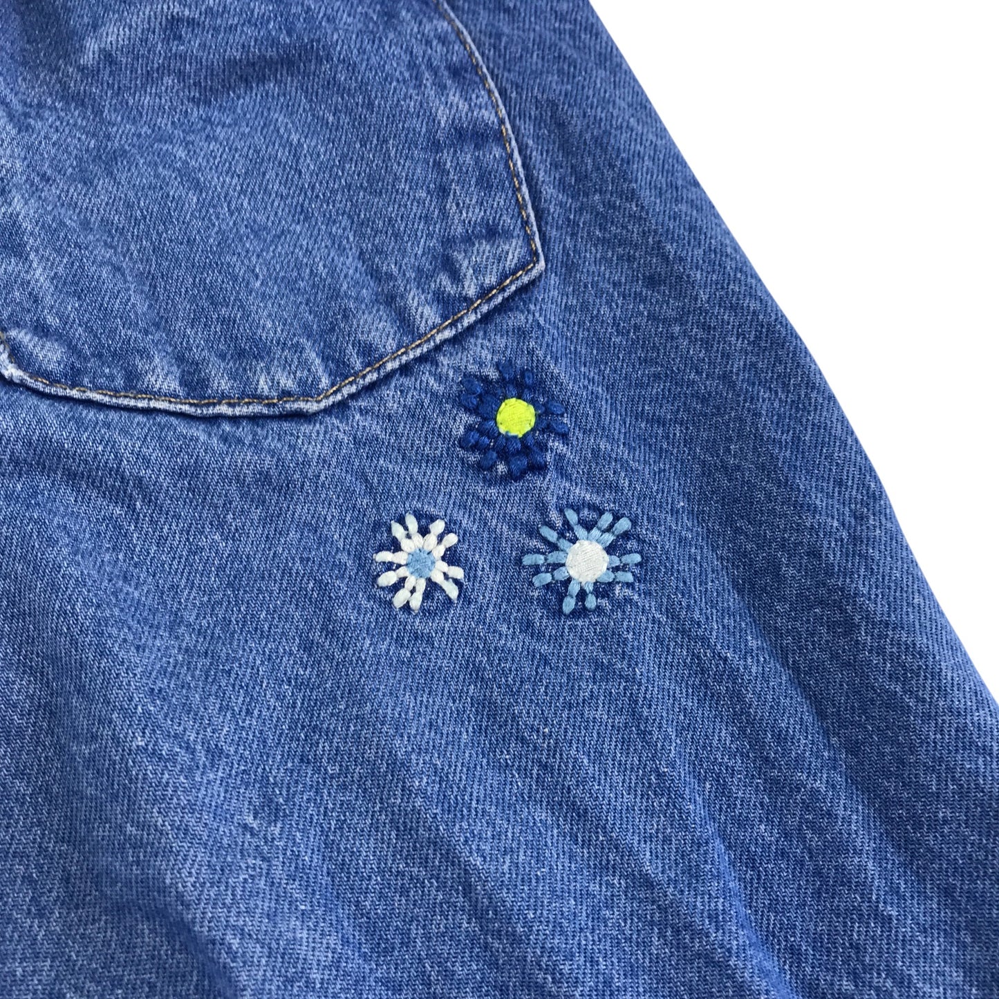Next jeans 5-6 years blue with embroidery details and floral belt cotton