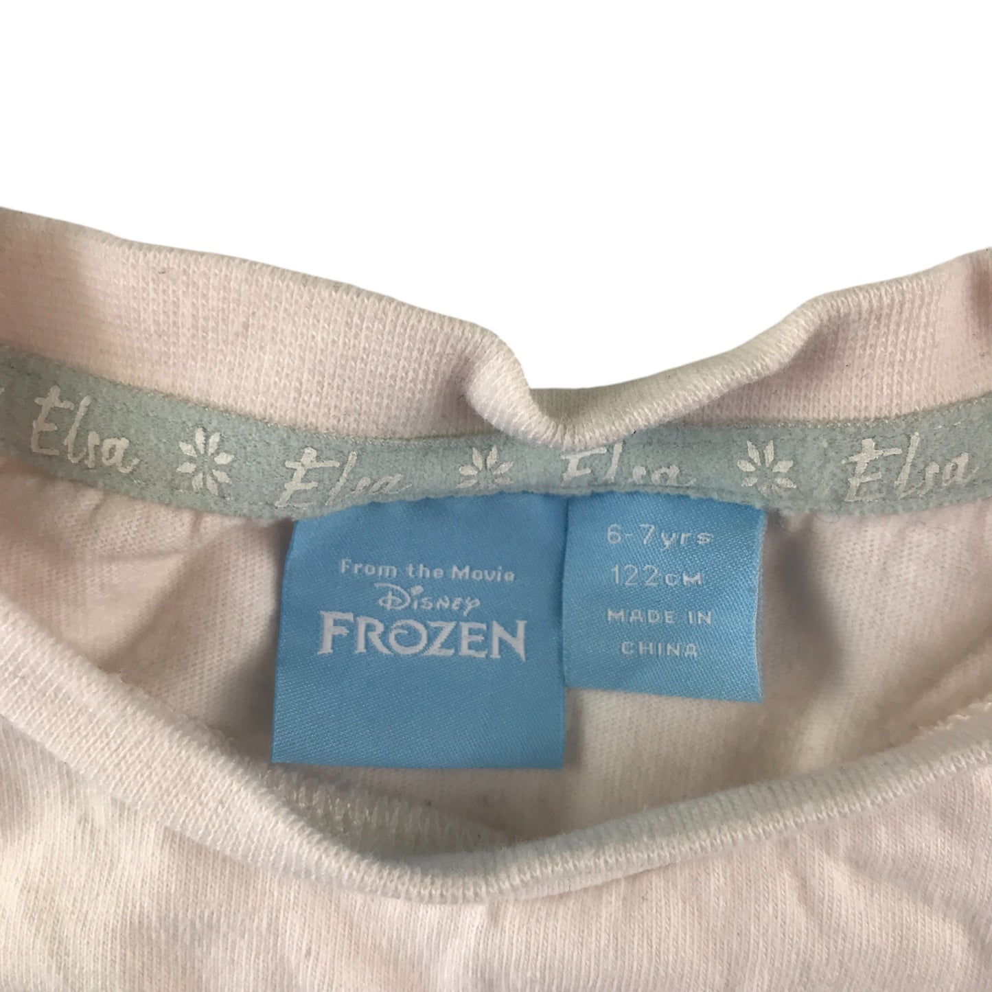 Primark t-shirt 6-7 years white Elsa graphic print with frilled sleeves