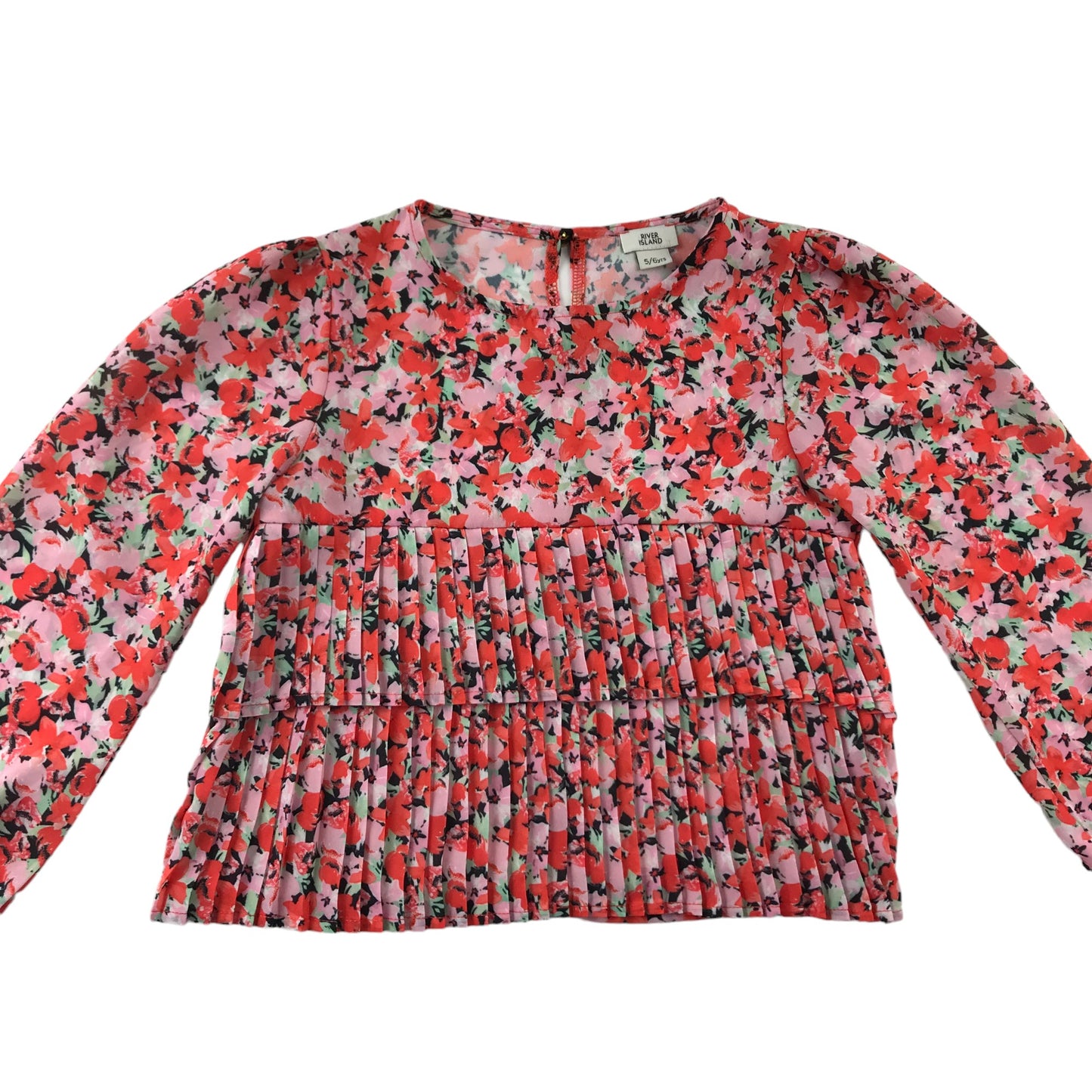 River Island Blouse Age 5 Red Floral Long Sleeve