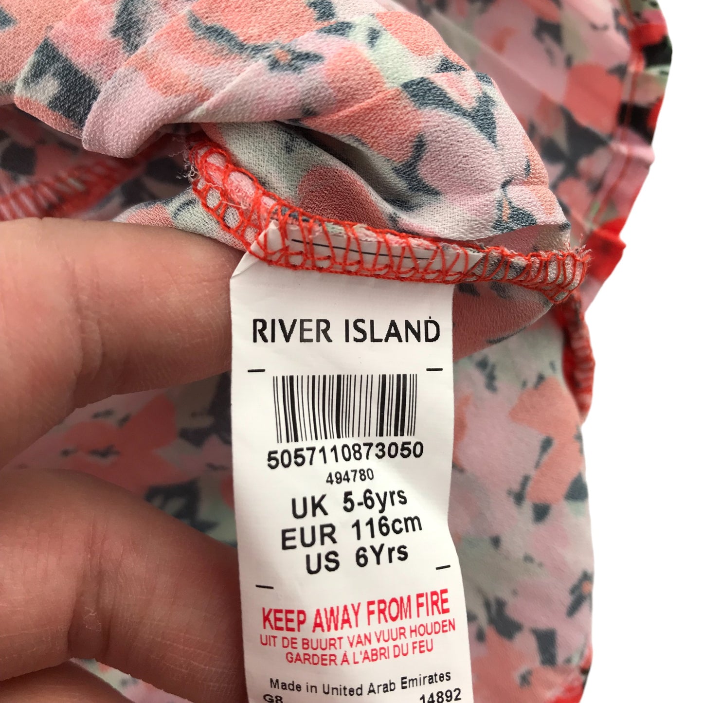 River Island Blouse Age 5 Red Floral Long Sleeve