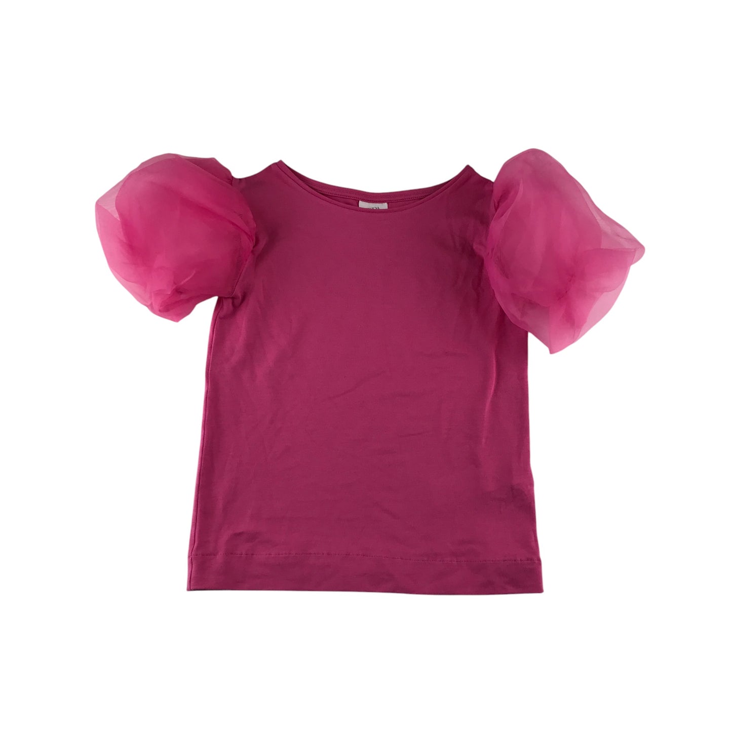 Zara t-shirt 7-8 years pink plain with mesh puffy short sleeves