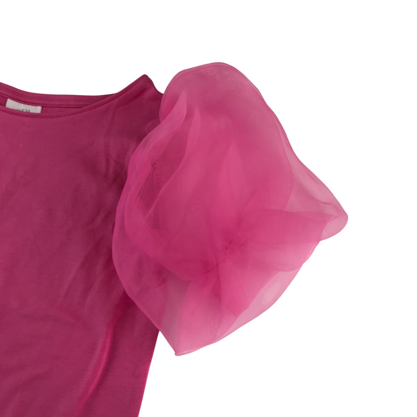 Zara t-shirt 7-8 years pink plain with mesh puffy short sleeves