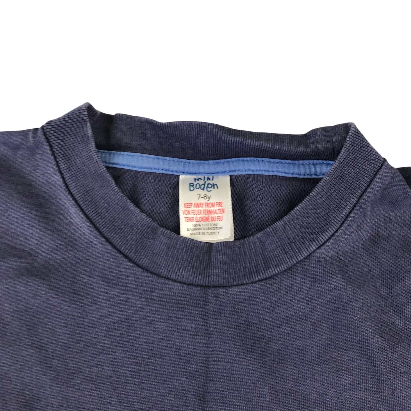 Mini Boden t-shirt 7-8 years navy plain crew neck cotton
