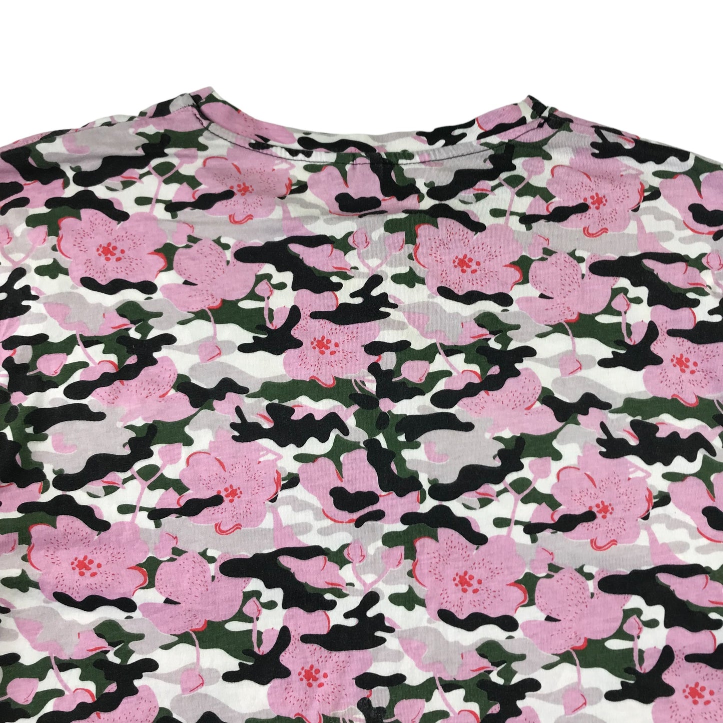 ASOS T-shirt size 12 women pink khaki floral camo pattern oversized Cotton