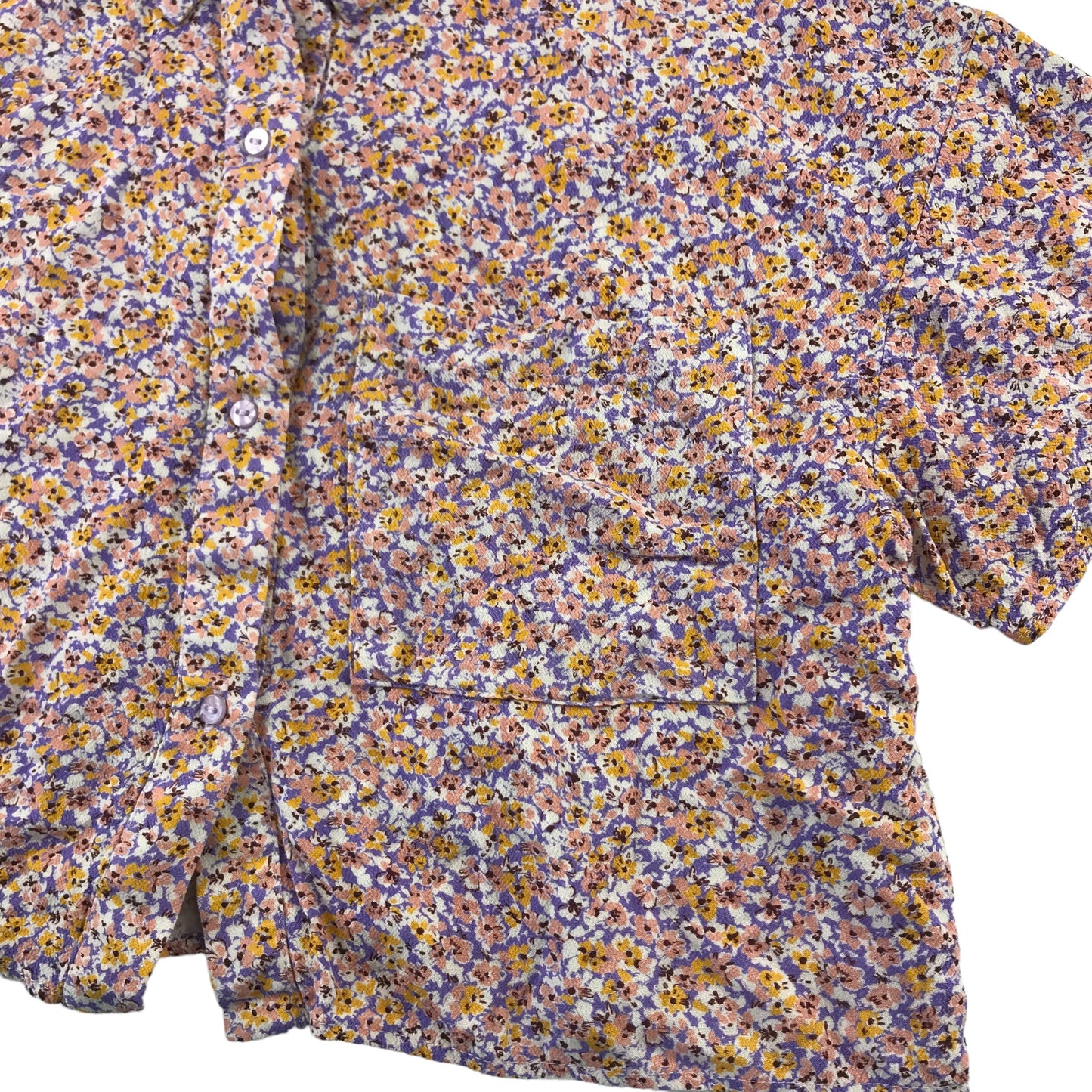 Zara blouse 13-14 years lilac and orange floral cropped button up