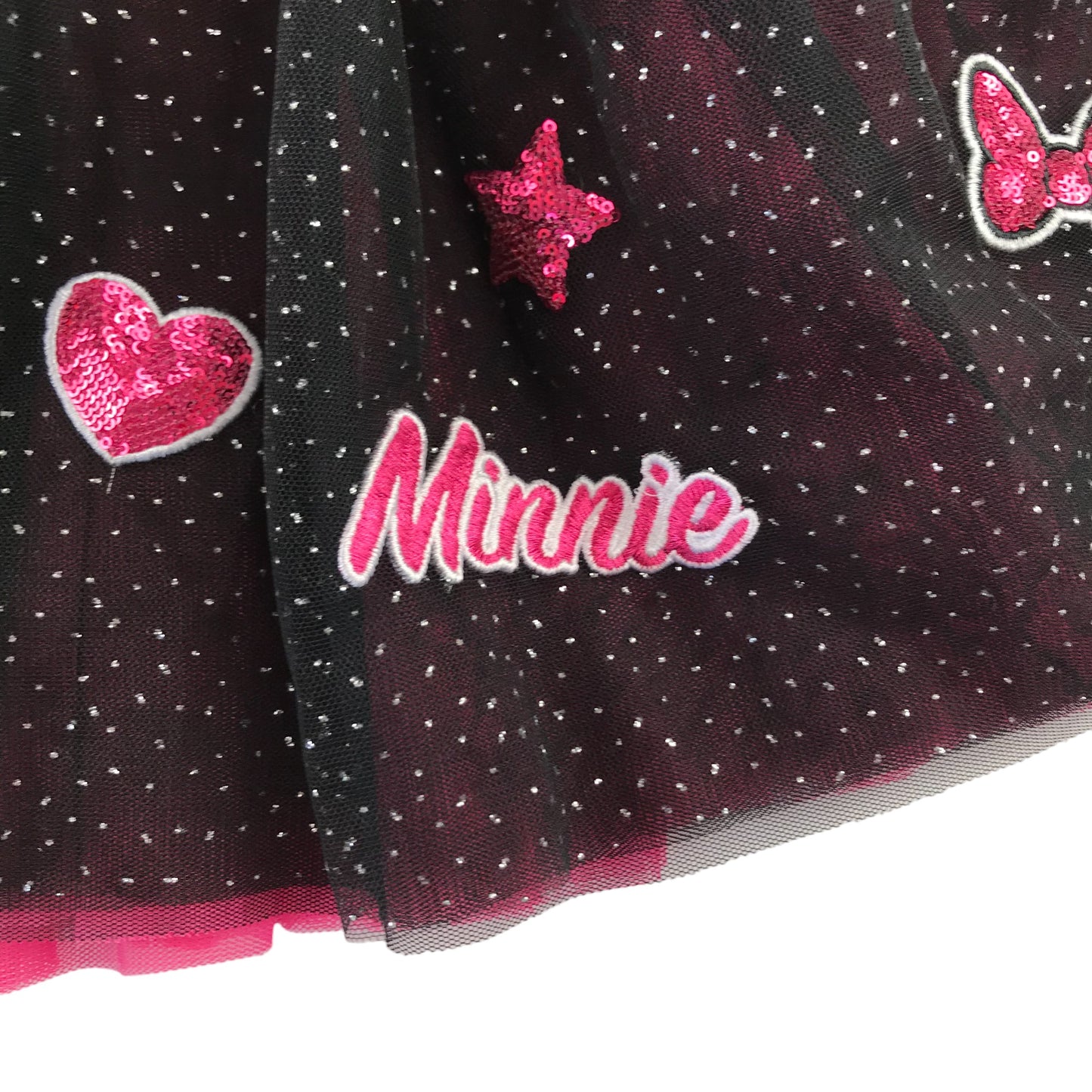 Disney Skirt 5-6 years black and pink mesh layered Minnie Mouse