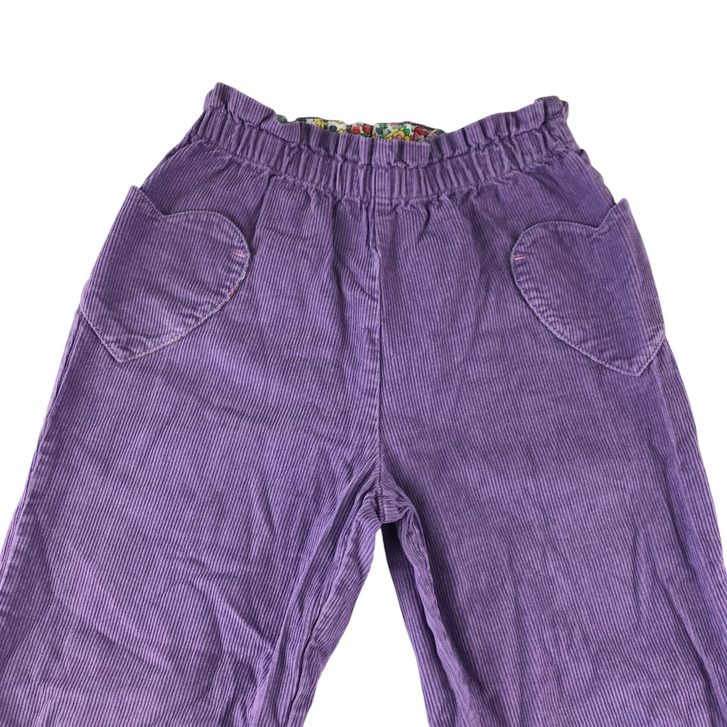Boden trousers 7-8 years purple plain corduroy with love heart pockets